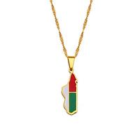 Collar con Colgante de Mapa de Madagascar - Encanto étnico con Bandera de África - Joyería de Cadena Fina de Moda Hip Hop for Hombres y Mujeres