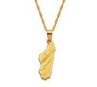 Collar con Colgante de Mapa de Madagascar, símbolo étnico de África, Colgante de Mapa malgache, for Mujeres y Hombres, Amuleto de Hip Hop, joyería de Amistad, Regalo de Fiesta.