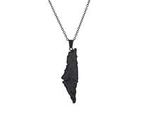 Collar con Colgante De Mapa De Palestina De Israel - Bandera Vintage Patrón Negro Encanto Geografía Negro Corbatas Joyas para Mujeres Hombres Halloween Navidad Cumpleaños Sué