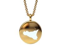 Collar con colgante de mapa de Sicilia, plata de ley 925, dije redondo, joyería para hombres y mujeres, cable de 45 cm, regalo de recuerdo de viaje, joyería minimalista con mapa |LKN_MAP_00583