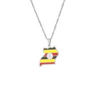 Collar Con Colgante De Mapa De Uganda Colgante Con Bandera Nacional De Un País Étnico Para Mujeres Hombres Joyería Con Amuleto Patriótico Collar Vintage Con Mapa Cadena De Clavícula De Estilo Étnico