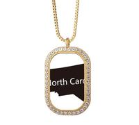 Collar con colgante de mapa del norte de los Estados Unidos, joyería dorada con diamantes de imitación