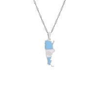 Collar con Colgante De Mapas De Argentina De Moda, Gargantilla con Dije De Bandera De Color Hip-Hop, Regalo De Joyería, Cadena De Suéter con Ondas De Agua Patriot para Mujeres,