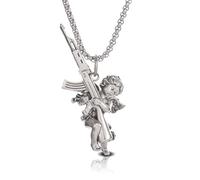 Collar con colgante de máquina de ángel vengador, adecuado para hombres y mujeres, joyería punk de moda hip-hop, regalos para parejas