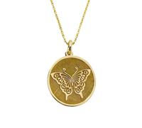 Collar con colgante de mariposa de plata de ley 925 y oro |LK_NLC_00800 | Colgante de animal extinto vida prehistórica antigua regalo para paleontólogos ciencia fósil con 18 pulgadas de diámetro.