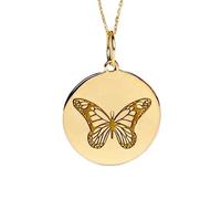 Collar con colgante de mariposa de plata de ley 925 y oro |LK_NLC_02074 | plated round nature medallion 24mm with 18 inch cable chain symbolic growth strength family jewelry gift
