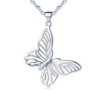 Collar con colgante de mariposa hueca de plata de ley 925, para mujer y niña de la joyería Yumilok