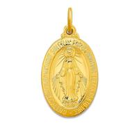 Collar con colgante de medalla milagrosa de plata de ley 925 pulida en tono dorado de 14,79 mm, regalo de joyería para mamá, talla única, Metal Plata Oro metal Plata, No es una piedra preciosa