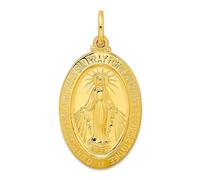 Collar con colgante de medalla milagrosa de plata de ley 925 pulida en tono dorado de 15,95 mm, regalo de joyería para mamá, talla única, Metal Plata Oro metal Plata, No es una piedra preciosa