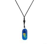 Collar con colgante de medusas que brillan en la oscuridad para buceo, resina luminosa, dije de vida marina, ajustable para joyería temática de cordón trenzado (amarillo)