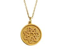 Collar con colgante de nudo celta de plata de ley 925 y oro |LK_NLC_01529 | necklace with 18 inch cable chain 24 mm round disc 1.5 mm thick family keepsake gift for men women