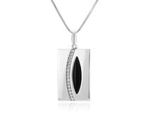 Collar Con Colgante De Ónix Y Cadena De Plata De Ley Estilo Serpiente