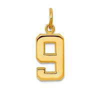 Collar con colgante de oro amarillo de 10 quilates con el número 9 de 7 mm para mujer