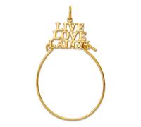Collar con colgante de oro amarillo de 10 quilates con texto en inglés "Live Love Laugh Live" de 40 x 21 mm de ancho para mujer