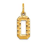 Collar con colgante de oro amarillo de 10 quilates de 7 mm con diseño de número 0 para mujer