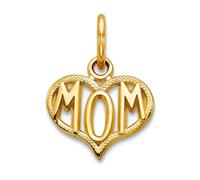 Collar con colgante de oro amarillo de 10 quilates de satén sólido para mamá, 15 x 11 mm de ancho para mujer