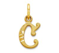 Collar con colgante de oro amarillo de 10 quilates, satén sólido, parte trasera plana, brillante, personalizable, monograma, inicial, joyería de regalo para mujeres, Metal, No es una piedra preciosa