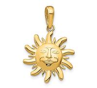 Collar con colgante de oro amarillo de 14 quilates de satén sólido con corte brillante, tamaño pequeño, mide 23 x 16 mm, joyería de regalo para mujeres