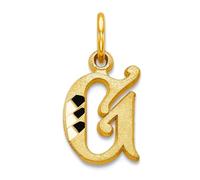 Collar con colgante de oro amarillo macizo de 10 quilates con letra de satén con monograma personalizado con inicial G para mujer