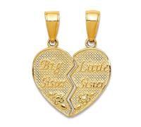 Collar con colgante de oro amarillo macizo de 10 quilates de 15 mm para hermana mayor, hermana pequeña y separada para mujer