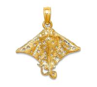 Collar con colgante de oro amarillo macizo de 10 quilates de 18,25 mm con diseño de rayo de águila moteada con agujeros para mujer