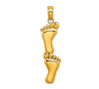 Collar con colgante de oro amarillo macizo de 10 quilates de 6,5 mm pulido con doble pie vertical para mujer