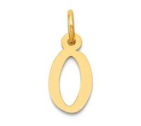 Collar con colgante de oro amarillo macizo de 10 quilates de 6 mm con letra pequeña inclinada con monograma personalizado con inicial O para mujer