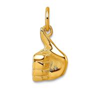 Collar con colgante de oro amarillo macizo de 14 quilates de 6,72 mm con pulgares hacia arriba, regalo de joyería para mamá, talla única, Metal, No es una piedra preciosa