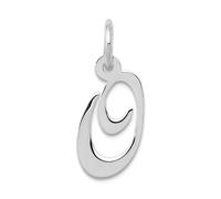 Collar con colgante de oro blanco de 10 quilates de 17 mm con letra pequeña y elegante con monograma personalizado con inicial O para mujer