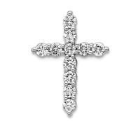 Collar con colgante de oro blanco de 14 quilates de 10 mm, 1/3 de peso, diamante cultivado en laboratorio, SI+ G+, cadena de fe religiosa, regalo de joyería para mamá, talla única, Diamante Piedra