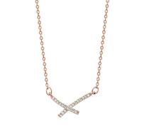 Collar con colgante de oro rosa para mujer, plata de ley 925 con cruz de circonita, sin níquel ni plomo, elegante caja de regalo incluida