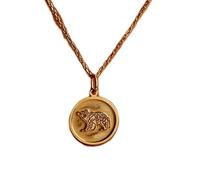 Collar con colgante de oso celta de plata de ley 925 y oro |LK_NLC_01345 | necklace 22mm round medallion with 18 inch cable chain pet lover animal jewelry gift for men women