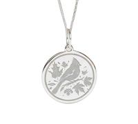 Collar con colgante de pájaro cardenal de plata de ley 925 |LK_NLC_02232 | plated 22mm round engraved elephant charm pendant with 18 inch cable chain animal nature jewelry gift for
