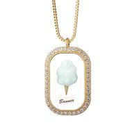 Collar con colgante de paletas de hielo de huevo enorme con diamantes de cristal dorado