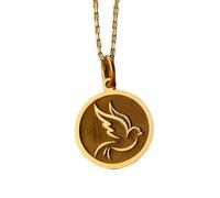 Collar con colgante de paloma de plata de ley 925 y oro |LK_NLC_01247 | necklace gold plated round yoga harmony symbol medallion 25mm with 18 inch cable chain spiritual balance