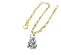 Collar con colgante de panda A10, peltre inglés fino en cadena chapada en oro, 45,7 cm