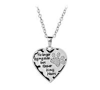 Collar con colgante de pata de perro Simple No Longer By My Side Carved Letter Heart Colgante clásico conmemorativo, blanco d durabilidad y moda