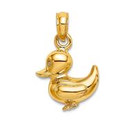 Collar con colgante de patito 3D de oro amarillo macizo de 10 quilates de 11,96 mm para mujer