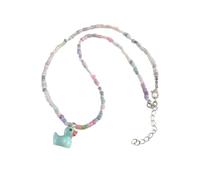 Collar con colgante de pato con cuentas multicolores, collares ajustables de animales, joyería de moda para mujeres y niñas, joyería de cuentas multicolor, talla única, como se describe, como se