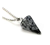 Collar con colgante de péndulo de cuarzo de cristal de Chakra para mujeres, hombres, niñas, regalo-011