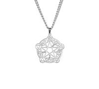 Collar con colgante de pentagrama de árbol de la vida, collar ajustable de acero inoxidable con pentagrama celta, pagano Wiccan, joyería de Navidad, regalos para mujeres y hombres (color acero)