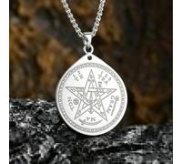 Collar con colgante de pentagrama de brujería mística de acero inoxidable con sello de Salomón, pentagrama, amuleto de cábala