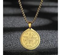Collar con colgante de pentagrama de brujería mística de acero inoxidable con sello de Salomón, pentagrama, amuleto de cábala