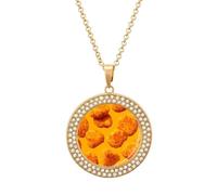 Collar con colgante de pepitas de pollo crujientes, joyería de diamantes de moda para mujeres y hombres, plata y oro, talla única, Metal, No es una piedra preciosa