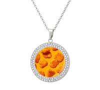 Collar con colgante de pepitas de pollo crujientes, joyería de diamantes de moda para mujeres y hombres, plata y oro, talla única, Metal, No es una piedra preciosa