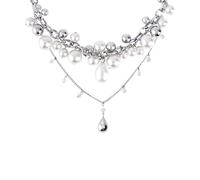 Collar con colgante de perlas y lágrimas en capas de estilo punk, gargantilla de cadena múltiple, joyería vanguardista para mujer, accesorio de moda gótica de moda