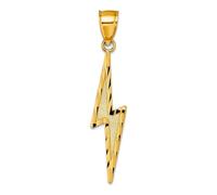 Collar con colgante de perno de iluminación texturizado de oro amarillo pulido de 14 quilates de 7,11 mm, regalo de joyería para mamá, talla única, Metal, No es una piedra preciosa