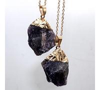 Collar con colgante de piedra arcoíris Collar de cristal de piedra de cuarzo irregular-Morado oscuro
