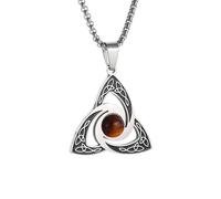Collar con colgante de piedra de poder con nudo celta de la Trinidad irlandesa, para mujeres y hombres, nudo de bruja, joyería de nudo de la