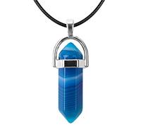 Collar con colgante de piedra natural de Chakra, collar de cadena de cuero con abalorio de Aura de cristal,estilo 10